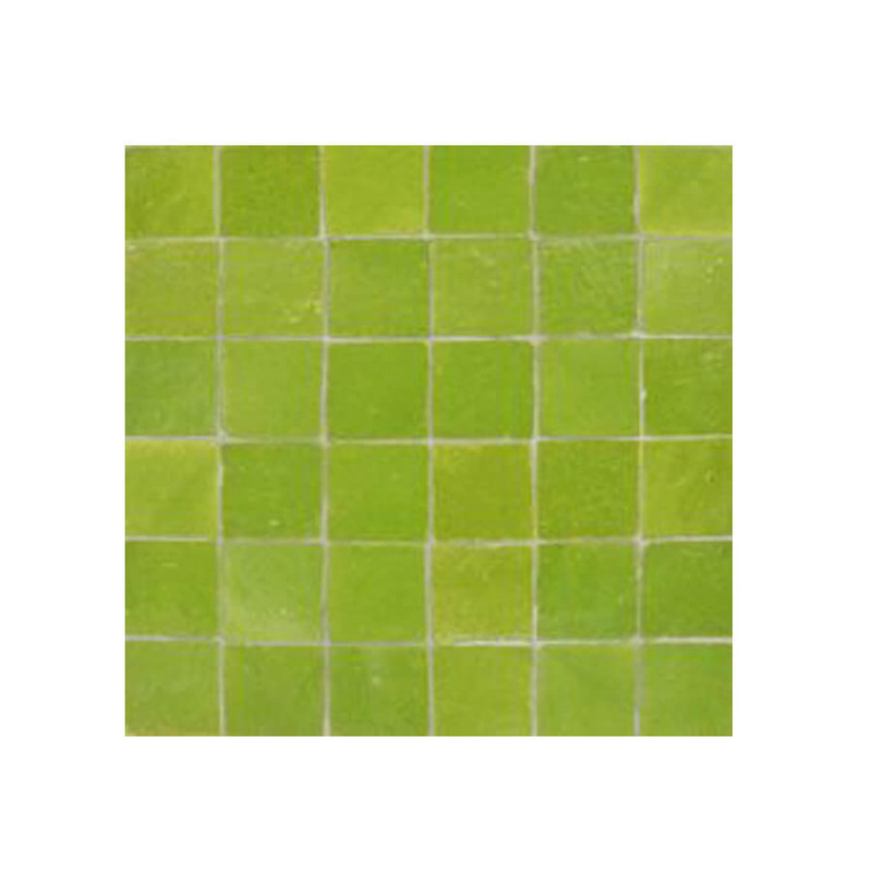 Vibrant Lime Green Glazed Moroccan Mosaic Tiles - 6x6 Size