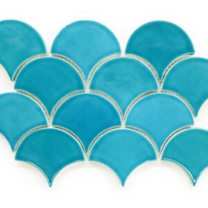 Moroccan Fish Scale Tiles - Caribbean Blue | Premium Scallop Tiles