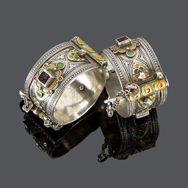 Moroccan Tuareg Geometric Silver Bracelet