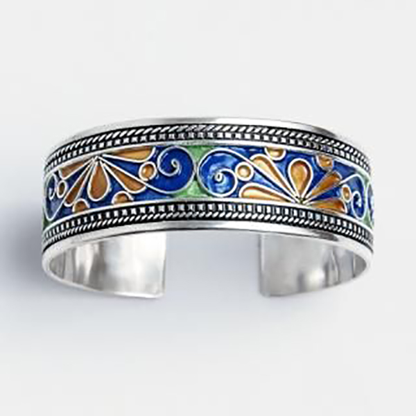 Handcrafted Moroccan Silver Bracelet - Adjustable Ethnic Style