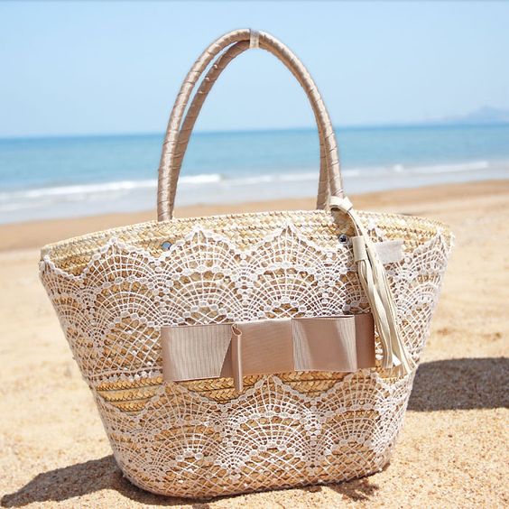 Beige Lace Moroccan Handbag - Sustainable Artisan-Made Fashion