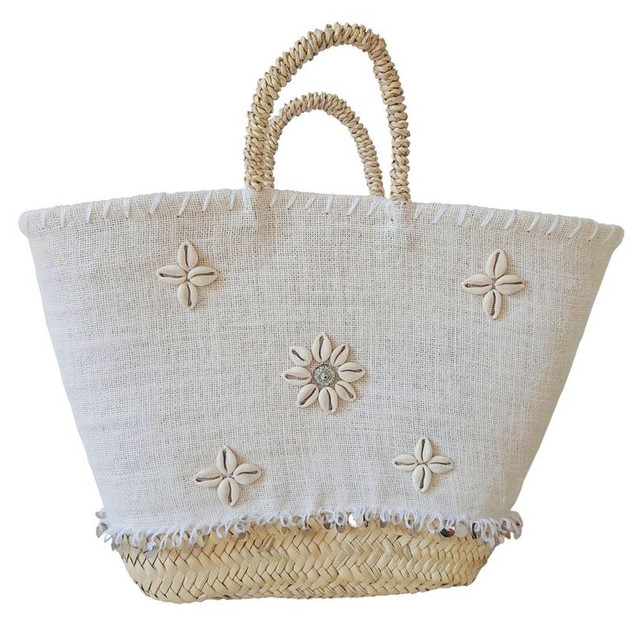 Handwoven White Moroccan Straw Handbag - Ethically Crafted