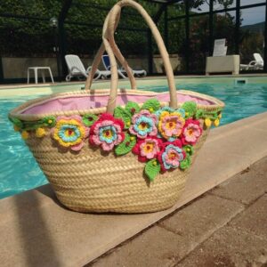 Handwoven Floral Straw Handbag | Eco-Friendly Berber Basket