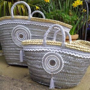 Moroccan Handcrafted Silver Straw Handbag | Eco-Friendly & Customizable