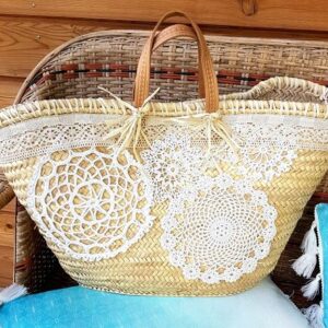 Ethically Handwoven Moroccan Straw Handbag Basket