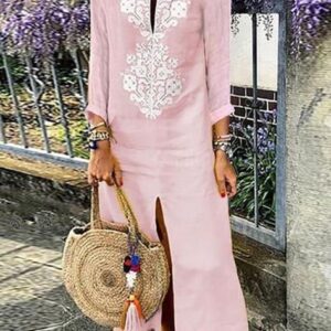 Moroccan Embroidered Kaftan Dress - Chic Bohemian Fashion