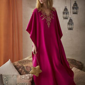 Captivating Moroccan Embroidered Kaftan Dress 131 - Bohemian Chic Statement Piece