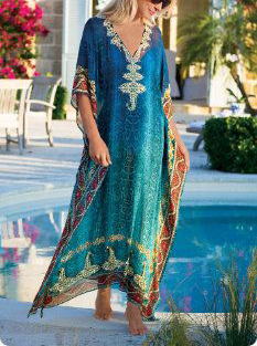 Exquisite Moroccan Kaftan Dress with Intricate Embroidery