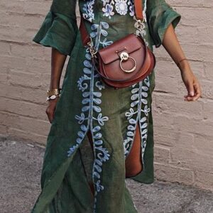 Exquisite Moroccan Embroidered Kaftan Dress 139 - Bohemian Chic Fashion Choice