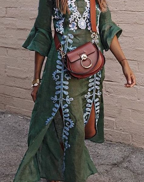 Exquisite Moroccan Embroidered Kaftan Dress 139 - Bohemian Chic Fashion Choice