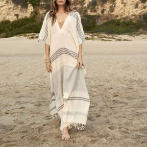 Moroccan-Inspired Silk Beach Cover Up | Elegant Maxi Kaftan