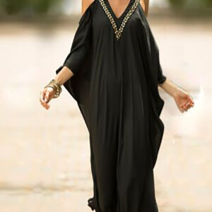 Maxi Moroccan Kaftan Beach Cover Up for Women - Silky & Versatile