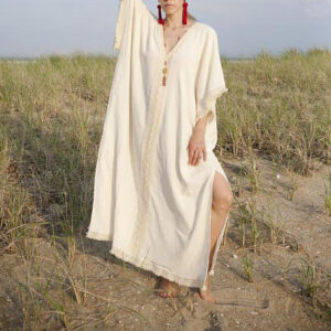 Elegant Moroccan Embroidered Kaftan Dress - Bohemian Chic Statement Piece