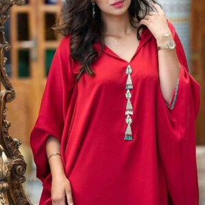 Chic Moroccan Kaftan Dress with Intricate Embroidery