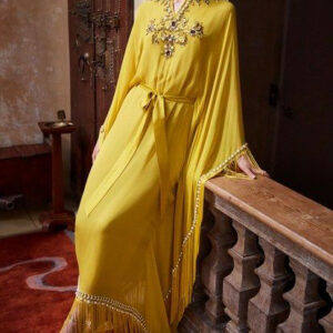 Chic Moroccan Kaftan Dress w/ Embroidery - Elevate Your Style!
