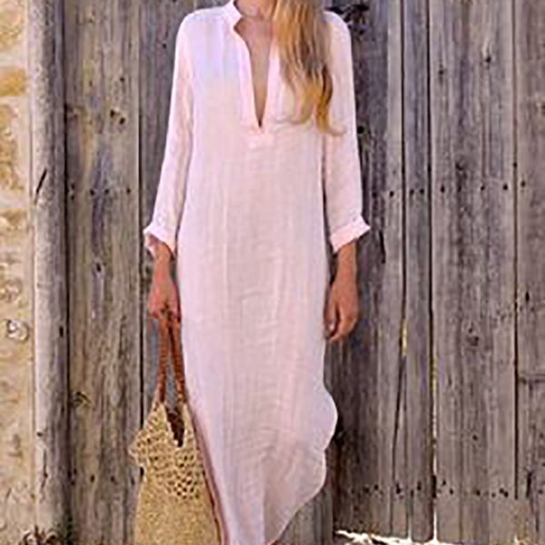 Embroidered Moroccan Kaftan Dress - Bohemian Chic Style
