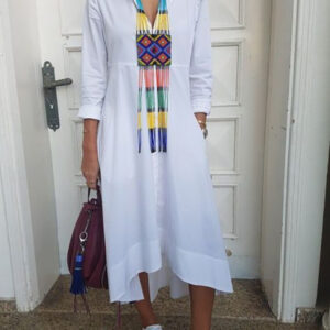 Moroccan Embroidered Kaftan Dress: Bohemian Chic Statement