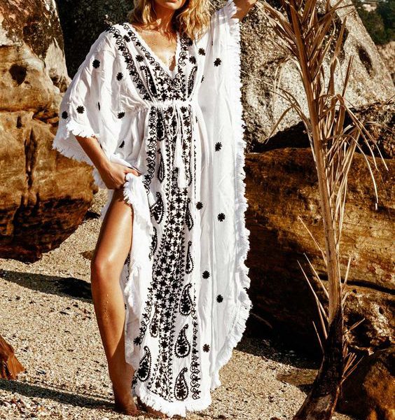 Kaftan Dress 250 - Moroccan Embroidered Bohemian Chic Outfit.