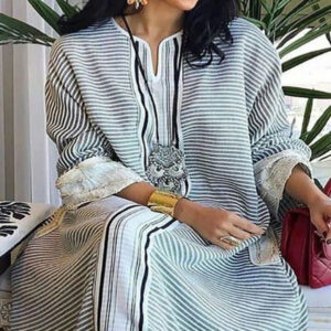 Moroccan Charm Embroidered Kaftan Dress - Bohemian Elegance