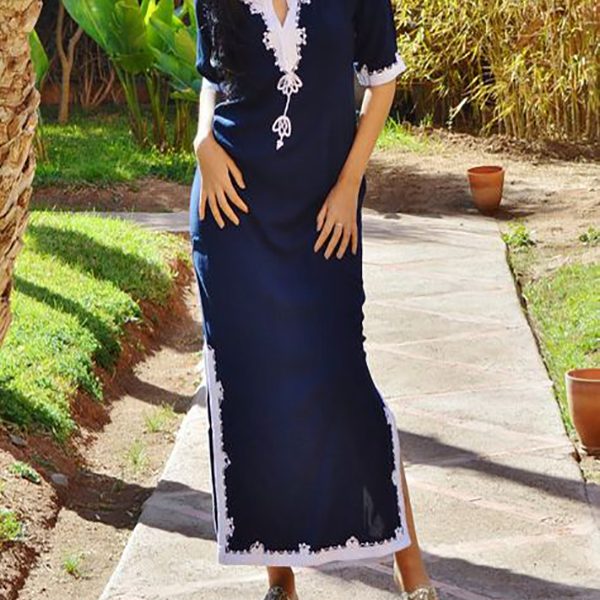 Exquisite Moroccan Kaftan Dress with Detailed Embroidery