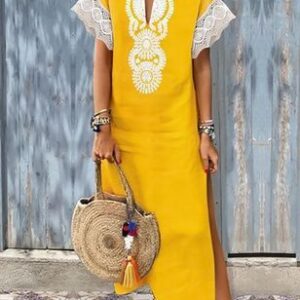 Moroccan Embroidered Bohemian Kaftan Dress - Stylish and Versatile