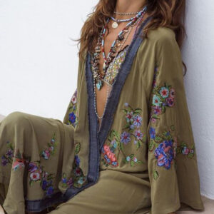 Moroccan-Inspired Embroidered Kaftan Dress for Effortless Style