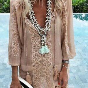 Stylish Moroccan Kaftan Beach Cover Up 010 - Silky, Flowy Design