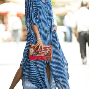 Beach Cover Up Dress – Moroccan Kaftan Style | Vibrant Prints & Front Slit