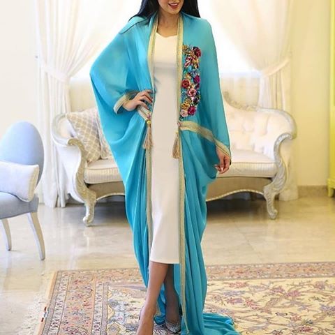 Moroccan-Inspired Embroidered Kaftan Dress - Elegant Bohemian Chic Piece
