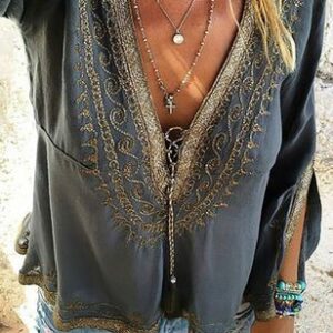 Moroccan Bohemian Kaftan Dress with Exquisite Embroidery