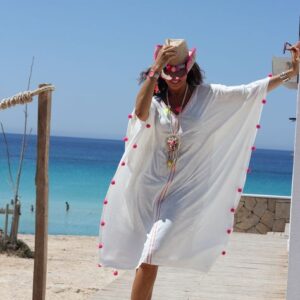 "Moroccan Kaftan Inspired Beach Cover Up - Elegant and Versatile Dress for Summer Days and Vacations"