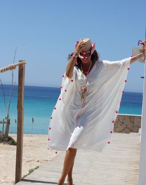 "Moroccan Kaftan Inspired Beach Cover Up - Elegant and Versatile Dress for Summer Days and Vacations"