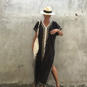 Elegant Moroccan Kaftan Dress with Intricate Embroidery