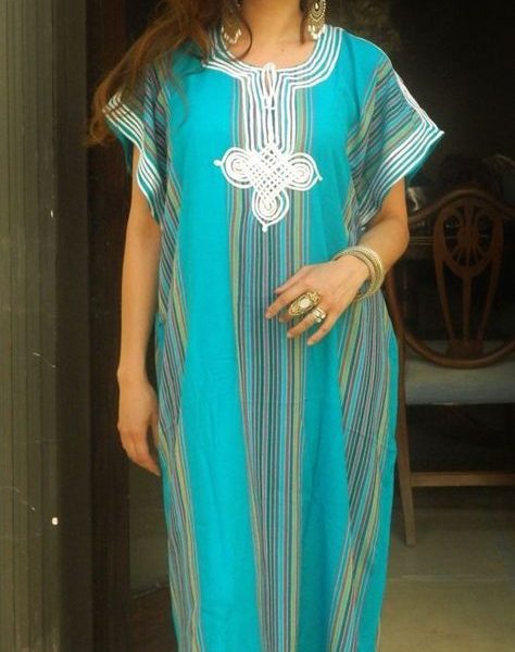 Embellished Moroccan Kaftan Dress - Trendy Bohemian Style