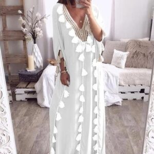 Elegant Moroccan Kaftan Dress with Unique Embroidery