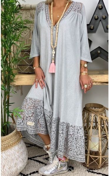 Bohemian Embroidered Moroccan Kaftan Dress 095