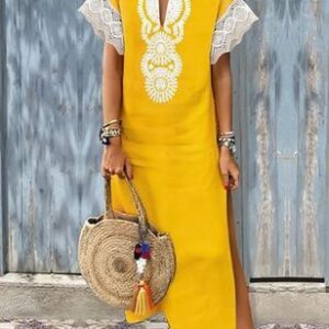 Moroccan Embroidered Kaftan Dress | Bohemian Chic Style