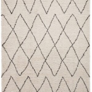 Authentic Moroccan Beni Ourain Wool Rug | Geometric Diamond Pattern | White Background