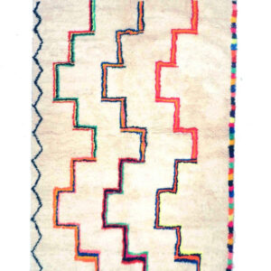 Moroccan Geometric Berber Rug in White - Handwoven Sheep's Wool