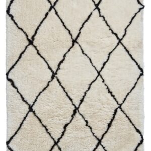 Moroccan Beni Ourain Wool Rug - Vintage Geometric Diamond Pattern