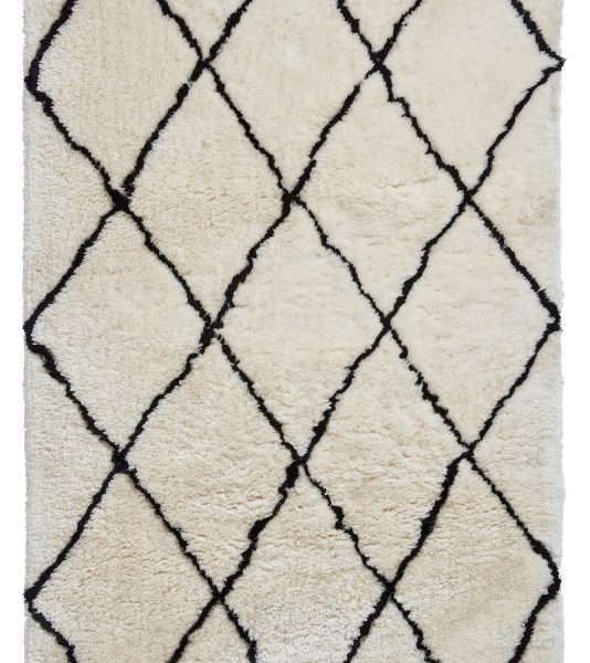 Moroccan Beni Ourain Wool Rug - Vintage Geometric Diamond Pattern