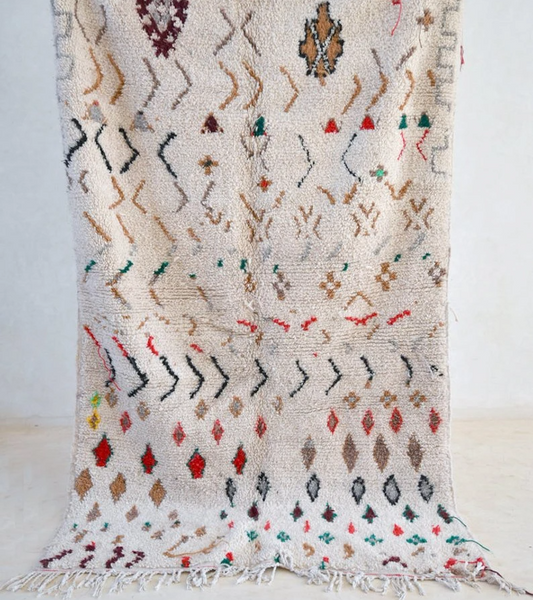 Vintage Moroccan Beni Ourain Wool Rug - Geometric Patterns & Tribal Symbols