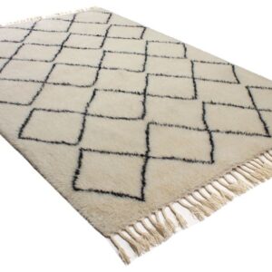 Moroccan Beni Ourain Wool Rug - Geometric Diamond Pattern