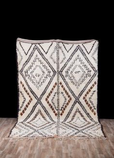 Handwoven Moroccan Beni Ourain Wool Rug with Geometric Diamond Pattern
