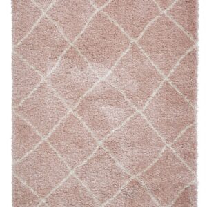 Pink Moroccan Beni Ourain Rug | Geometric Wool Rug