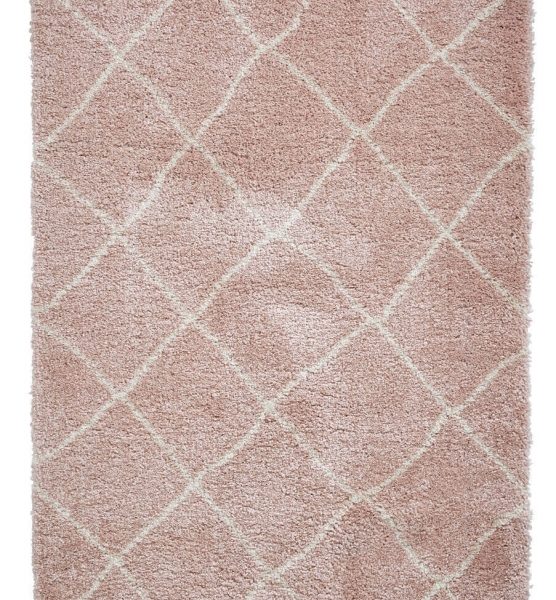 Pink Moroccan Beni Ourain Rug | Geometric Wool Rug