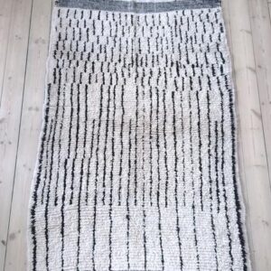 Handwoven Black and White Geometric Berber Wool Rug