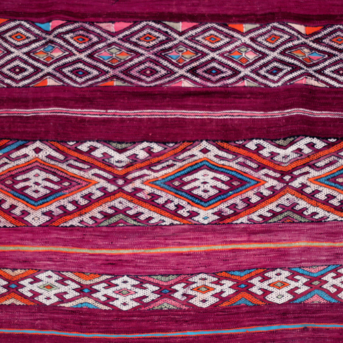 Moroccan Berber Wool Rug - Vibrant Diamond Design