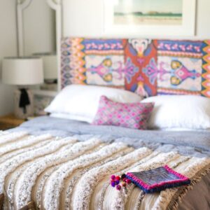 Moroccan Wool Blanket - Hand-Woven Cotton Blanket for Bed or Sofa with Customizable Dimensions