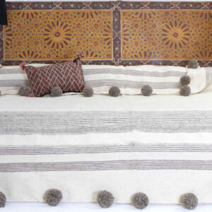Moroccan Pom Pom Wool Blanket - Handcrafted Luxury Blanket